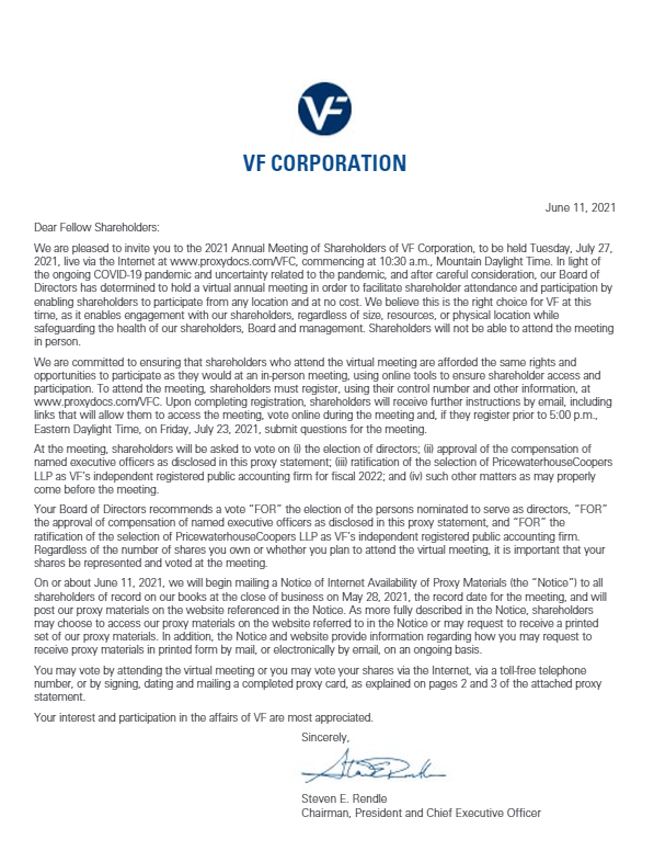 VF Corporation 2021 Shareholder Information